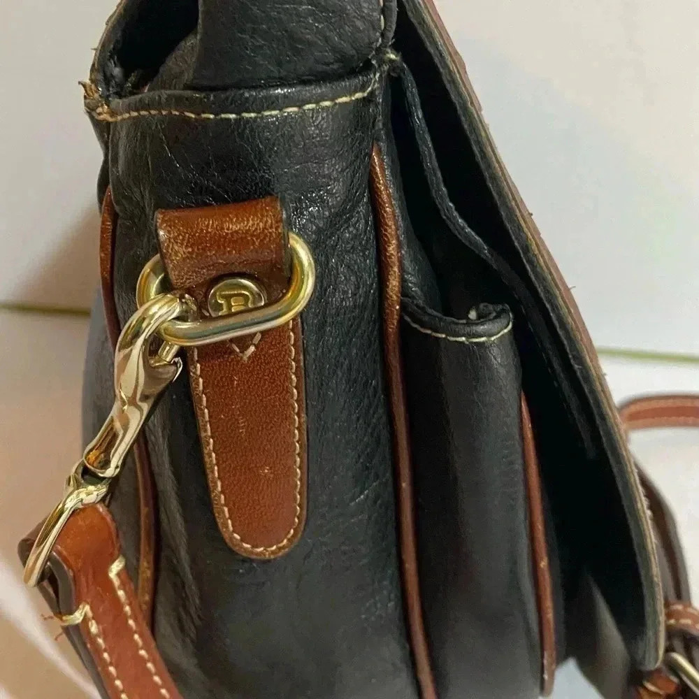 Bally vintage brown black leather crossbody handbag - Picture 3 of 14